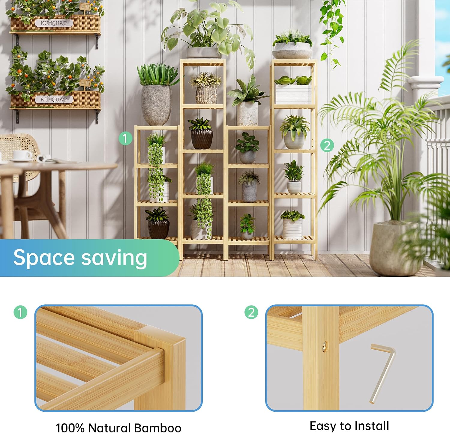 5-Tier Natural Bamboo Multipurpose Storage Rack