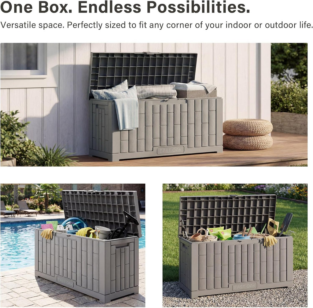 Grey 60 Gallon Resin Deck Box