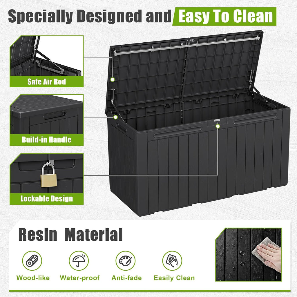 Black 100 Gallon Resin Deck Box