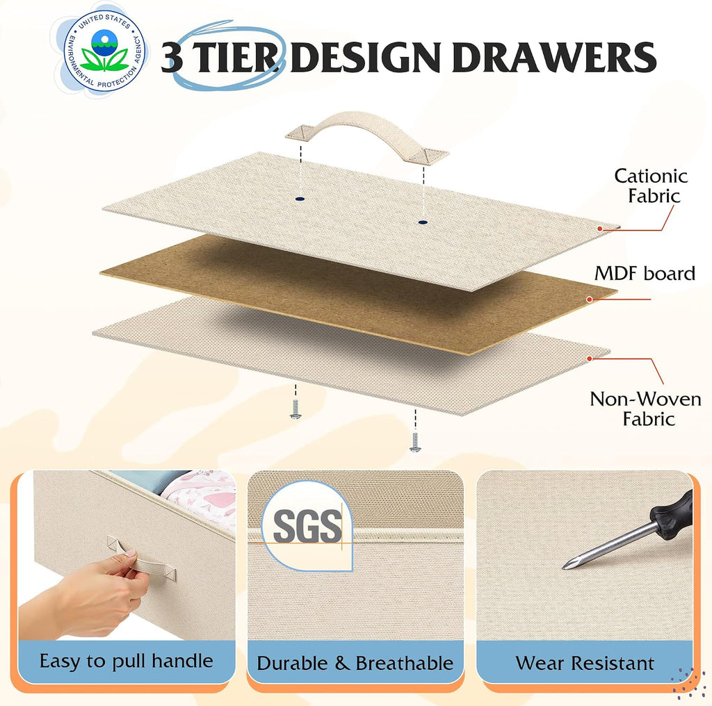 Cream White 10-Drawer Dresser