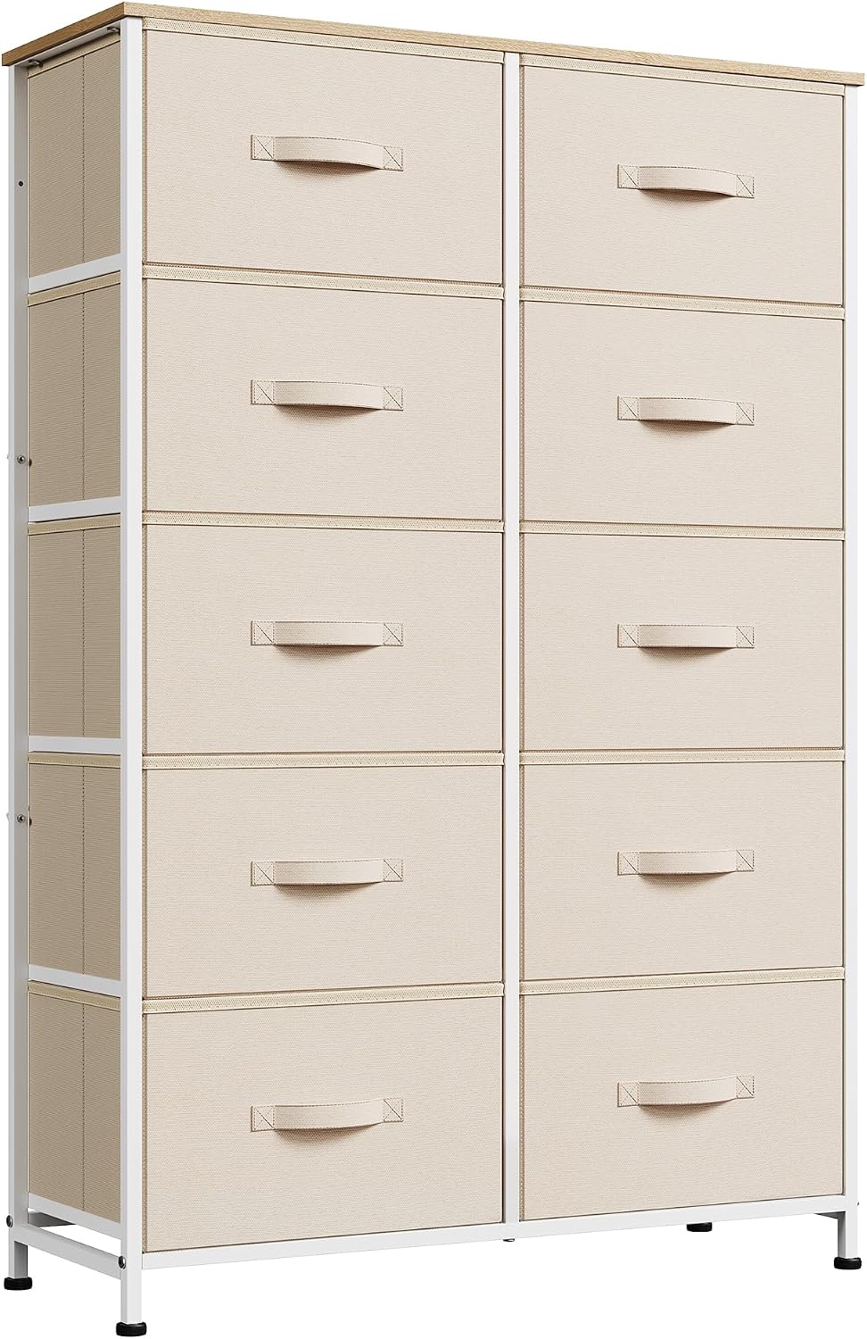 Cream White 10-Drawer Dresser