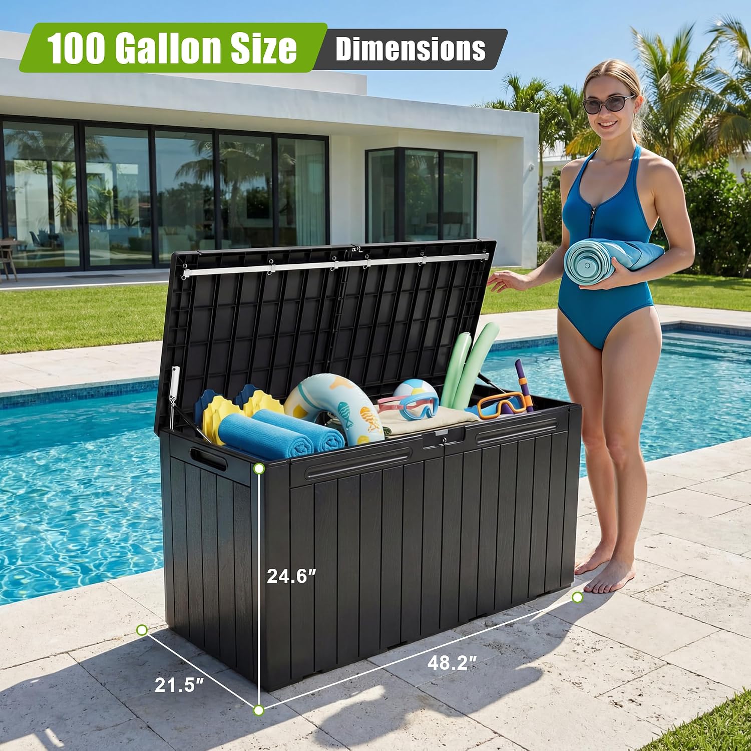 Black 100 Gallon Resin Deck Box