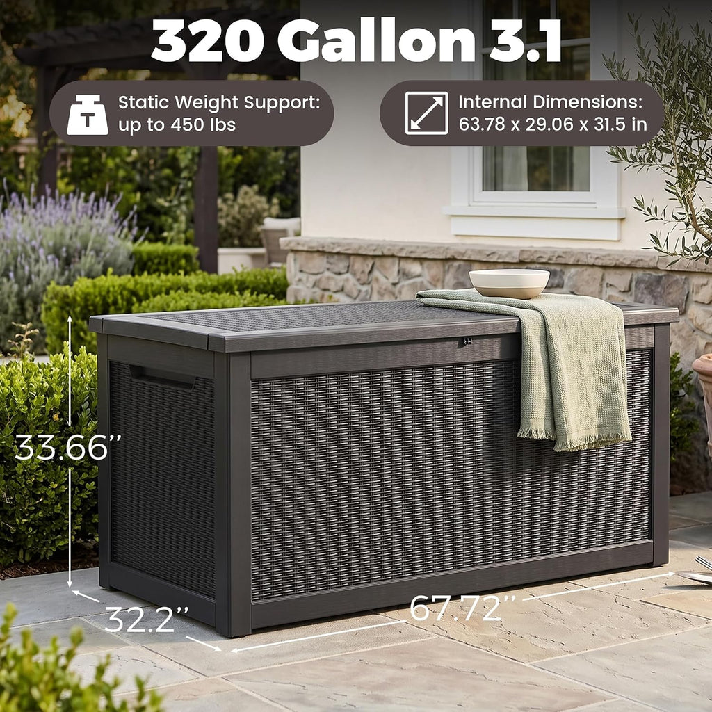 Black 320 Gallon Deck Bench Box