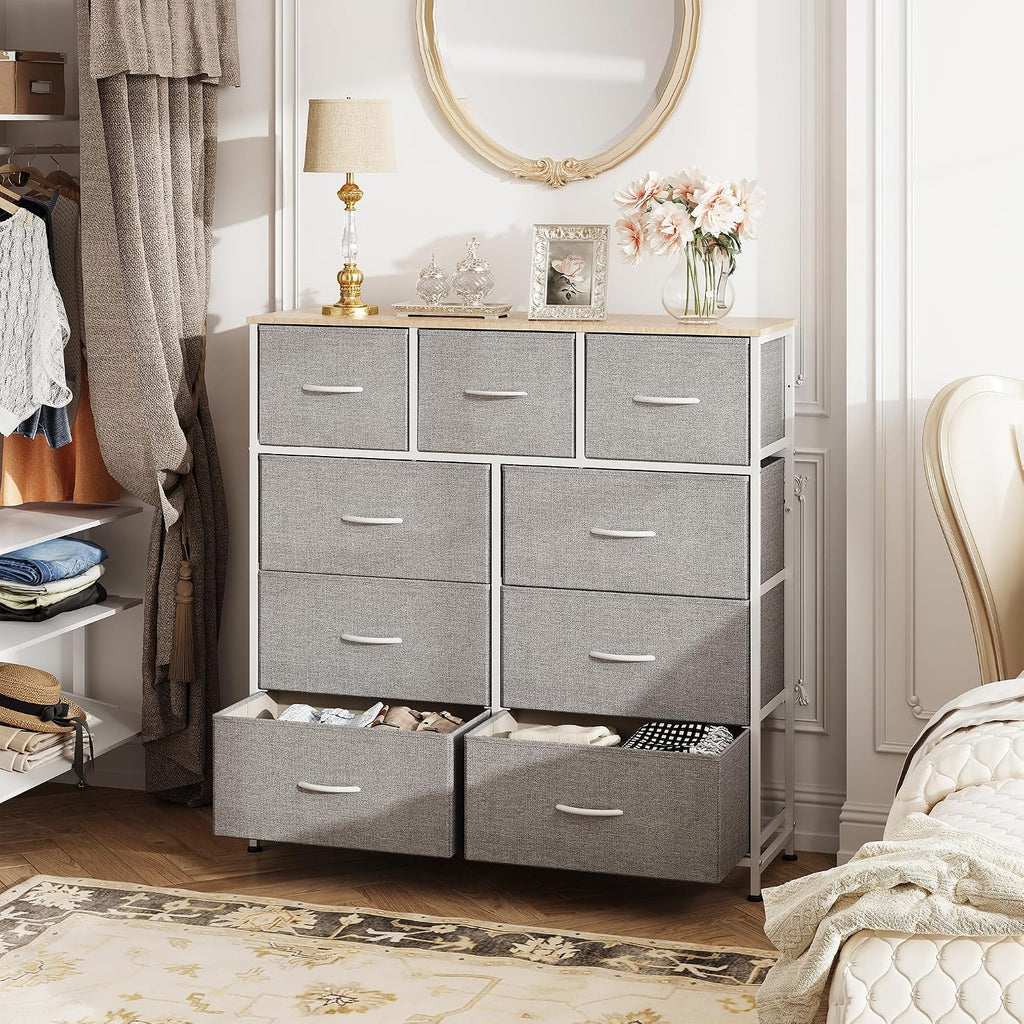 Light Grey 9-Drawer Storage Dresser