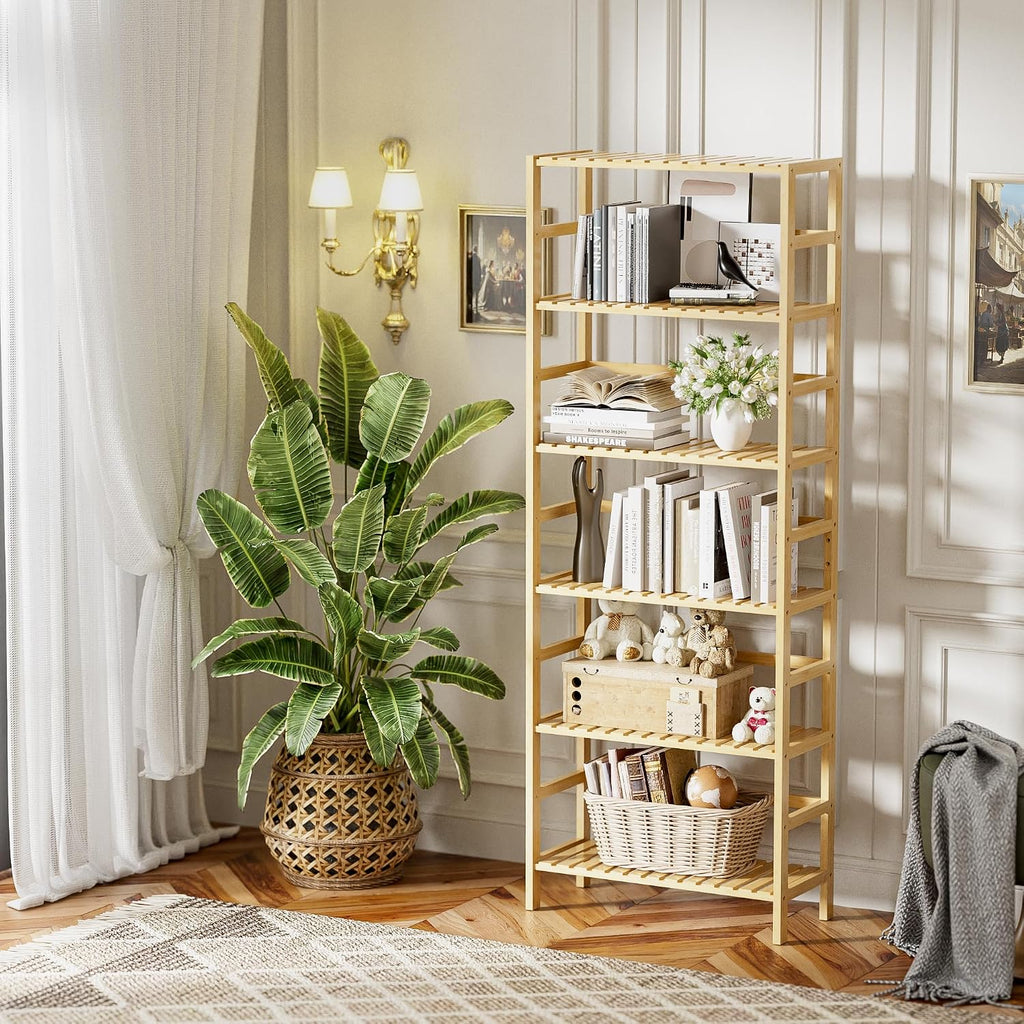 6-Tier Adjustable Bamboo Storage Shelf
