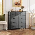 Dark Grey 9-Drawer Fabric Dresser