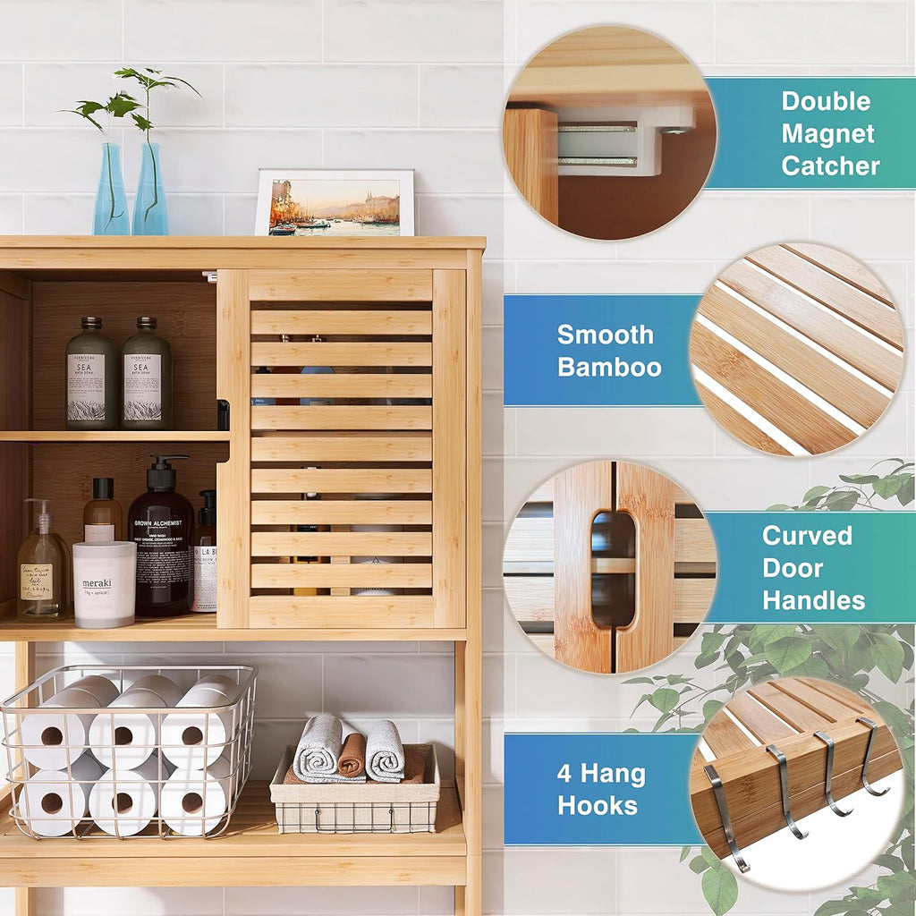 Natural Bamboo Bathroom Storage Set