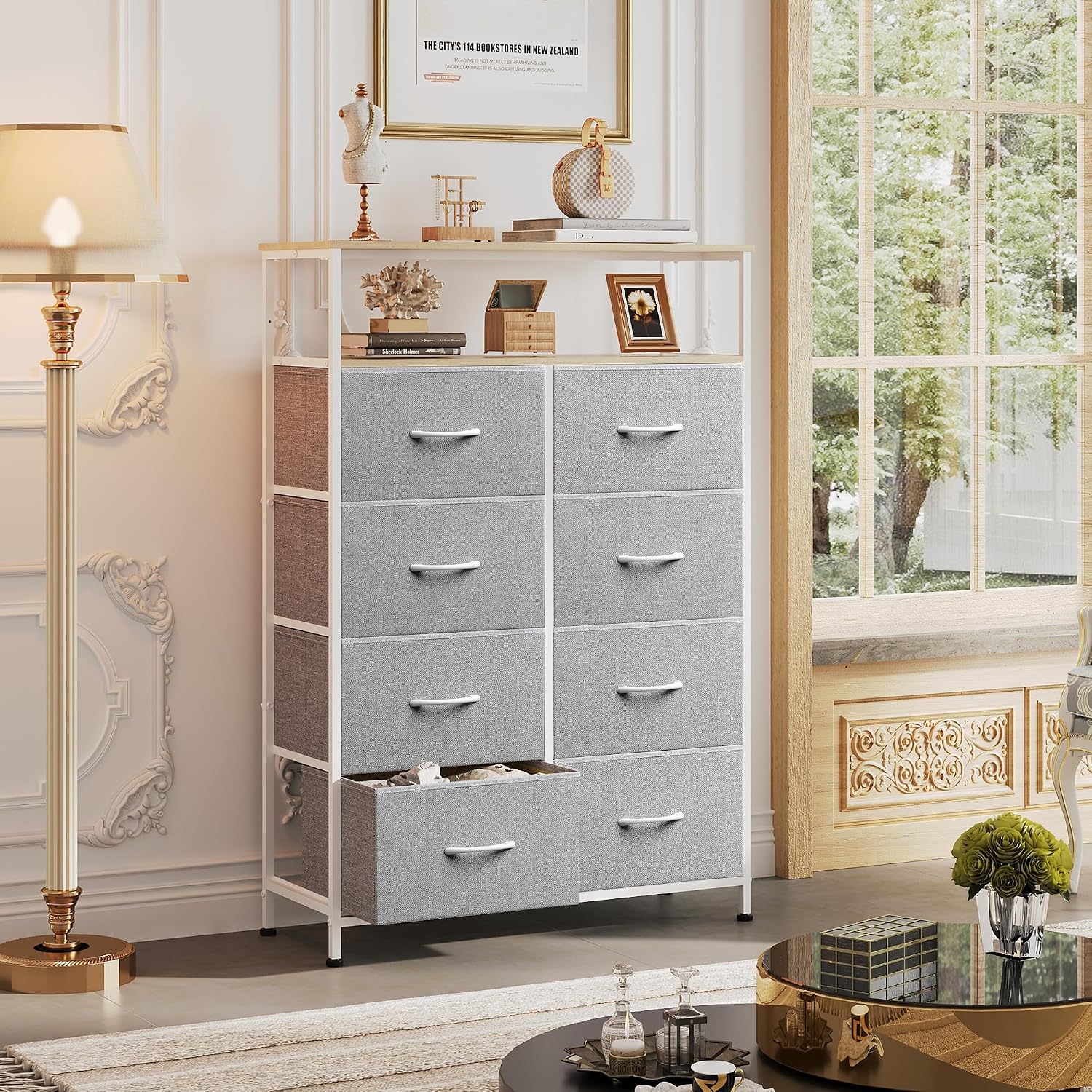 Light Gray Fabric Dresser