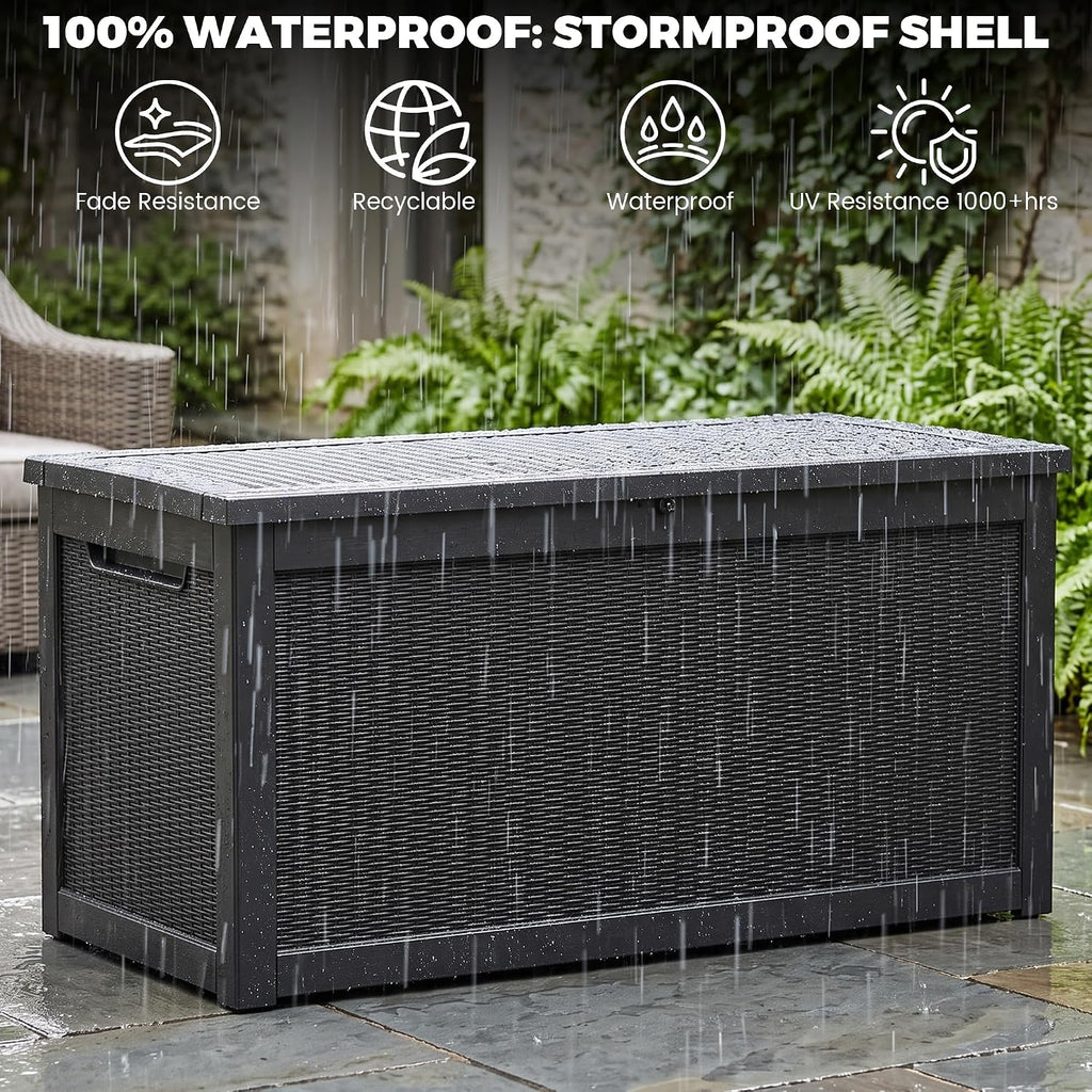 Black 320 Gallon Deck Bench Box