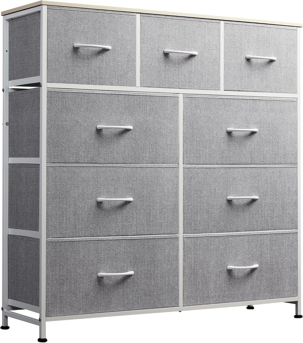 Light Grey 9-Drawer Storage Dresser