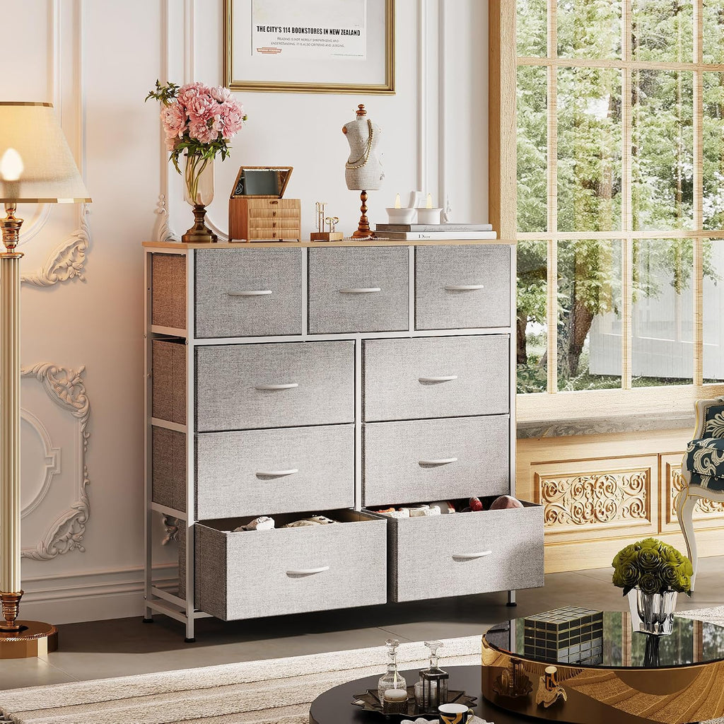 Light Grey 9-Drawer Storage Dresser